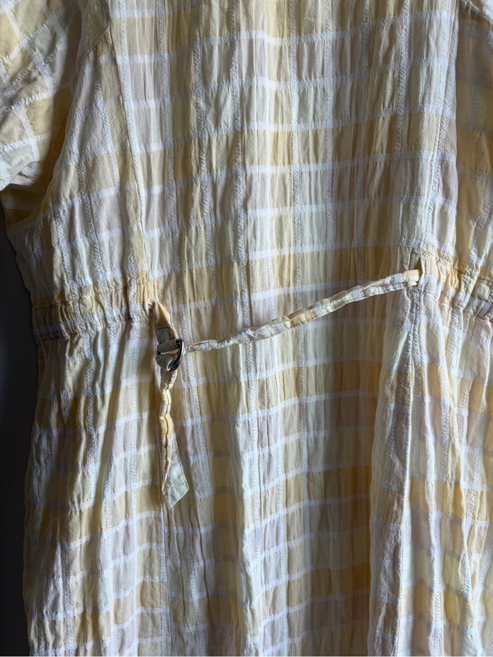 Uniqlo Butter Yellow and White Textured Midi Dress - Picture 4 of 6